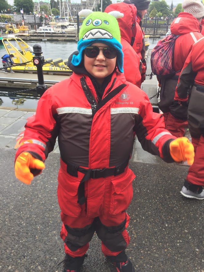 My son in his Mustang Survival suit