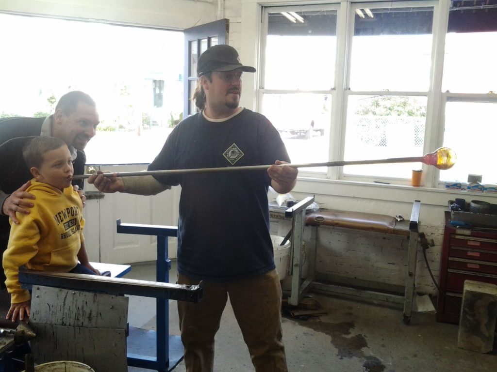 You can create a glass blown ornament at Thames Glass In Newport, RI