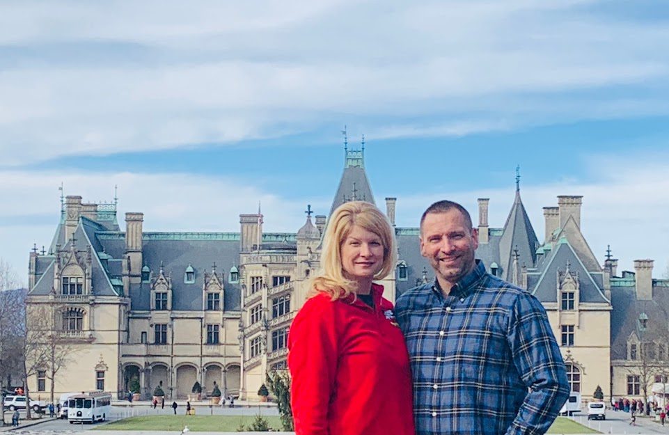 Standing in front of the Biltmore Estate