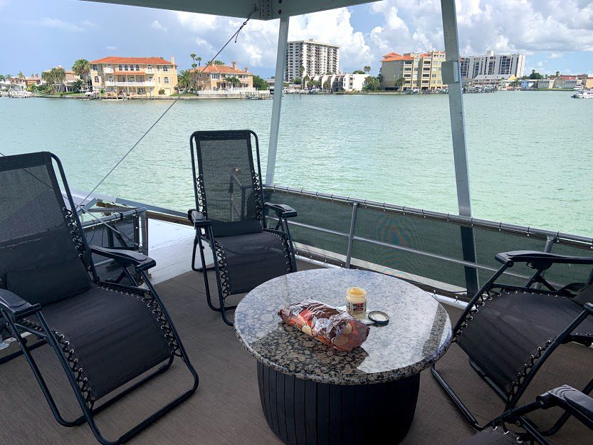 The top deck of the houseboat had amazing views and a wonderful breeze