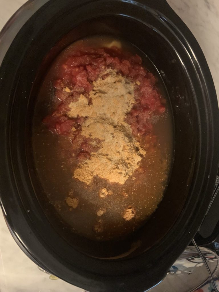 Dump the ingredients into the crockpot 