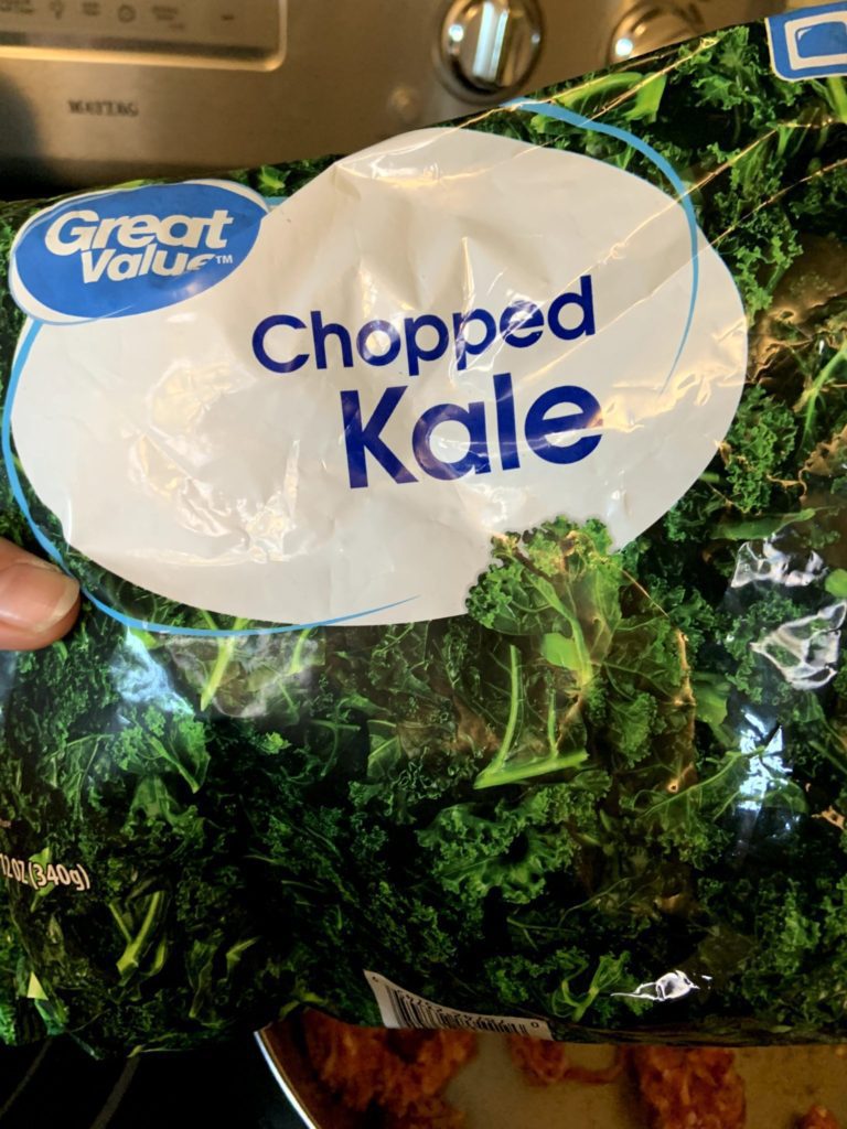 Add frozen chopped kale