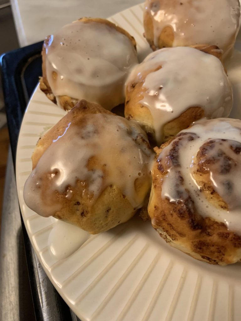 The icing for the Pillsbury Cinnamon Rolls came in a small container. You needed to use a knife to smear the icing from the container onto the rolls.