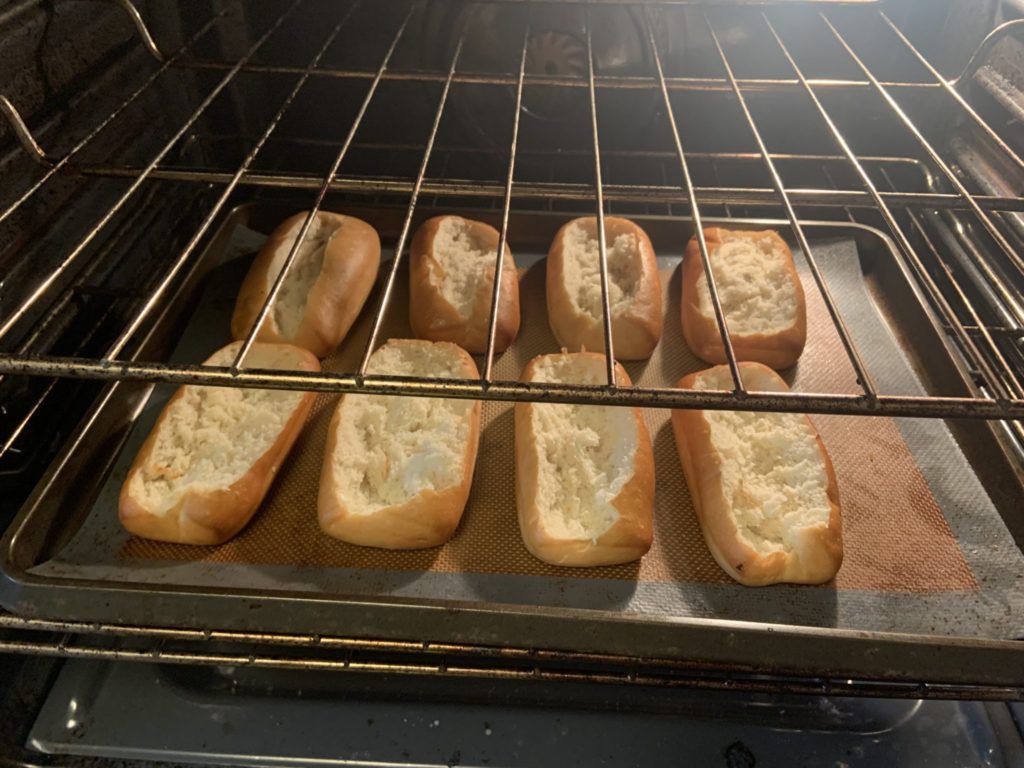 Toasting sub rolls in the oven