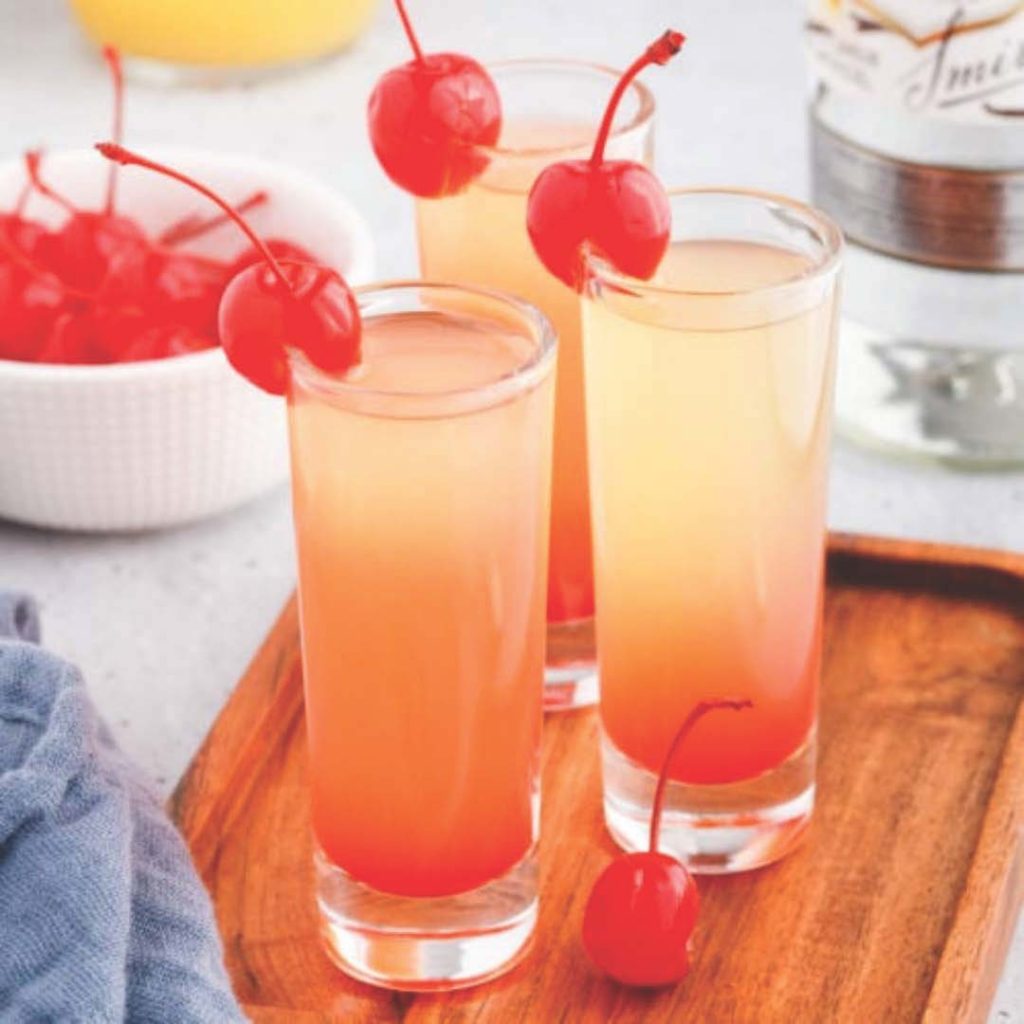 Pineapple upside down cake shot
