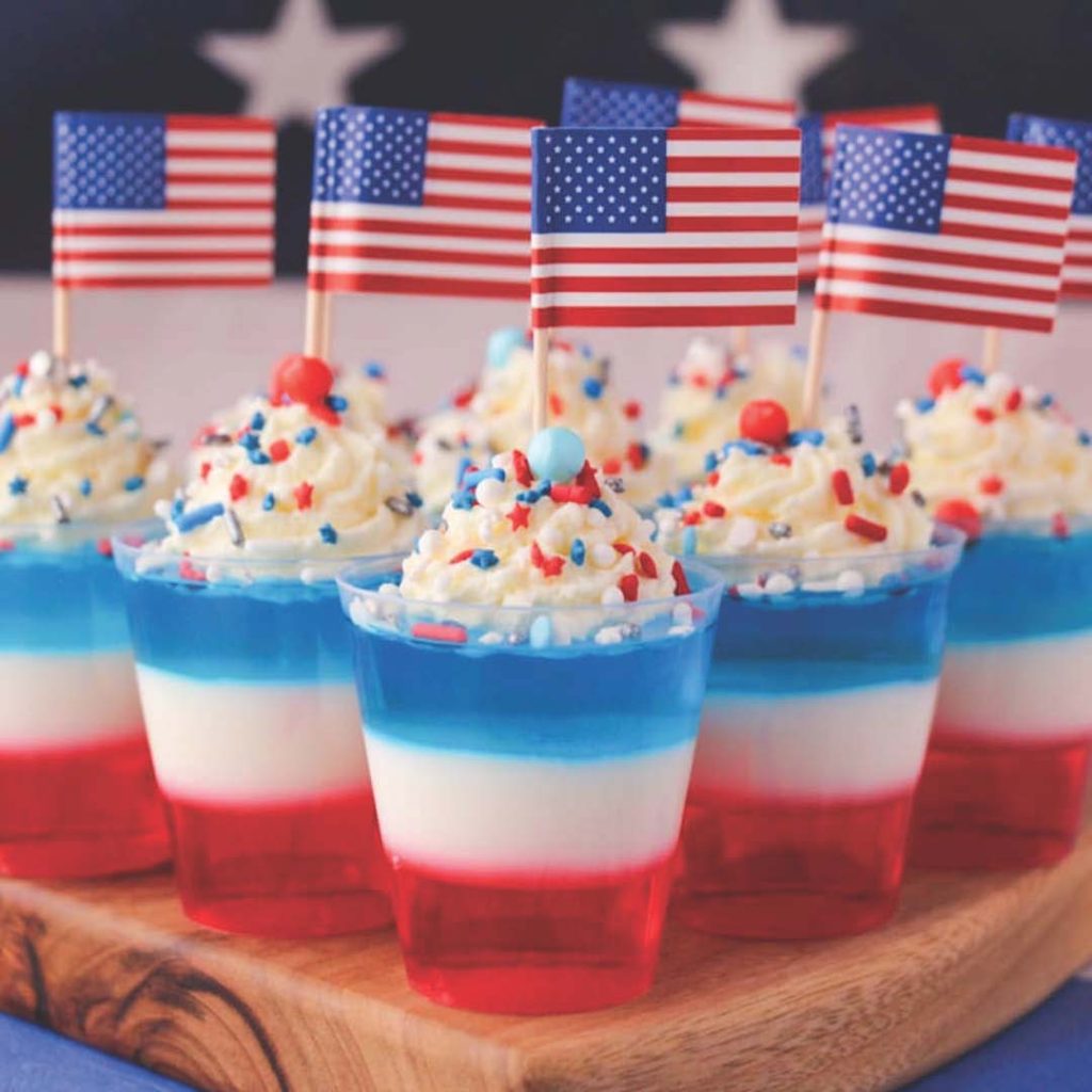 Red, White, and Blue Jello shots