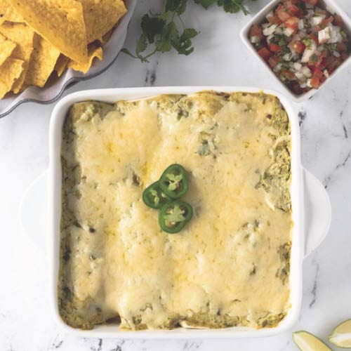 Creamy Salsa Verde Green Chicken Enchiladas made with leftover chicken